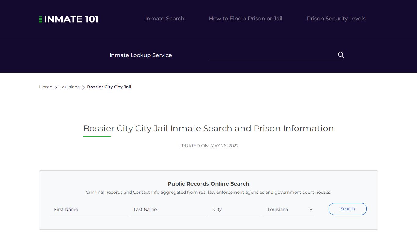 Bossier City City Jail Inmate Search, Visitation, Phone no ...