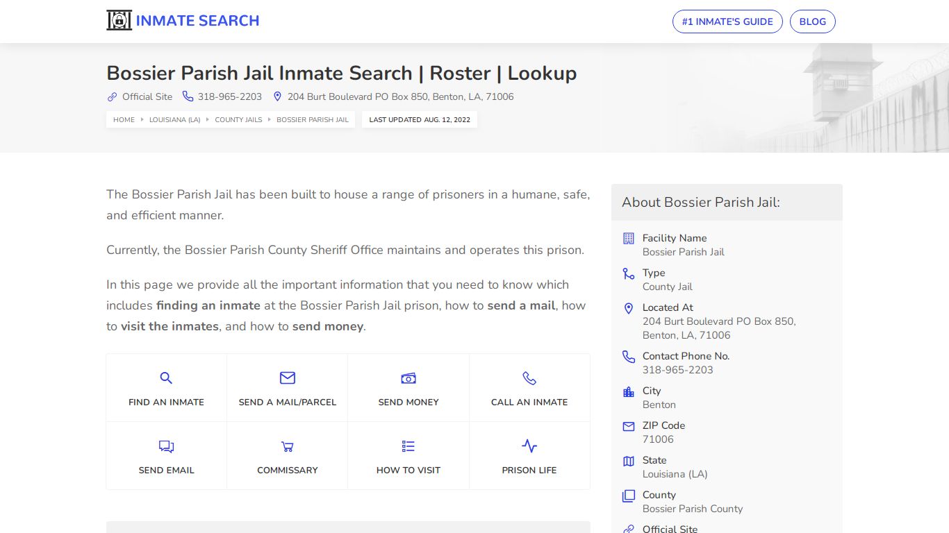 Bossier Parish Jail Inmate Search | Roster | Lookup